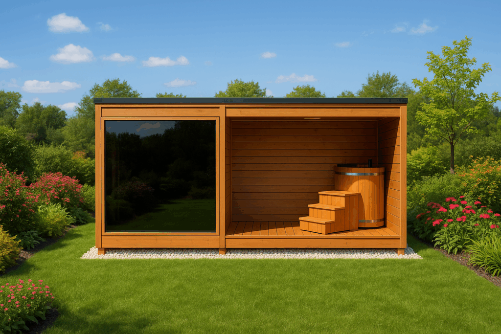 Sauna with could tub